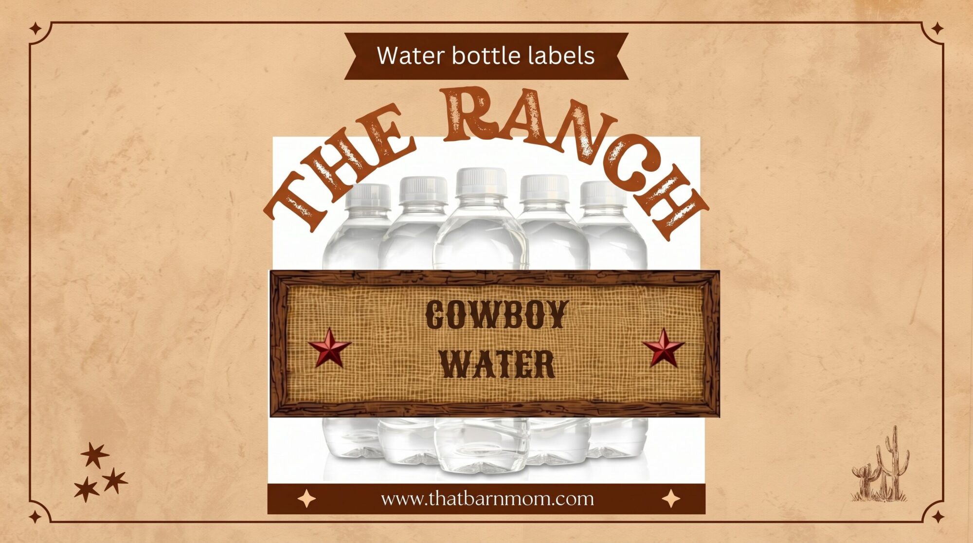 Cowboy Water western birthday party water bottle labels printable